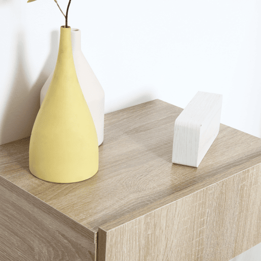 HOMCOM Conjunto de 2 Mesas de Cabeceira com 1 Gaveta Desenho Montado na Parede Estilo Moderno para Dormitório 40x30x15cm Madeira