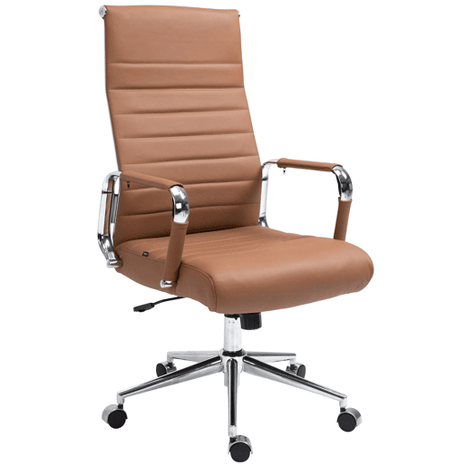 Silla de oficina Kolumbus de cuero auténtico Marrón claro 66X58X105 cm