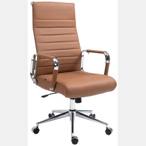 Silla de oficina Kolumbus de cuero auténtico Marrón claro 66X58X105 cm