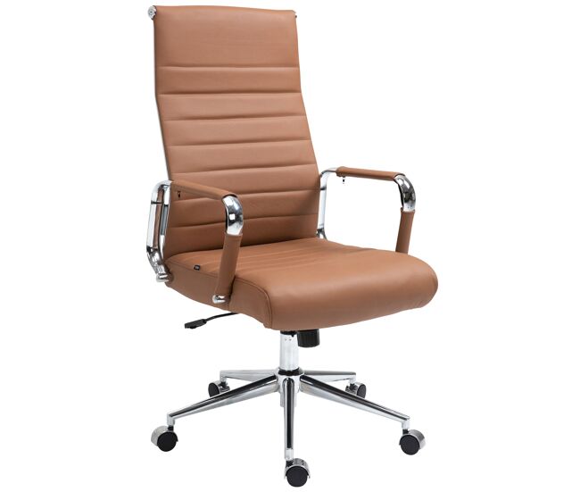 Silla de oficina kolumbus de cuero auténtico marrón claro 66x58x105 cm