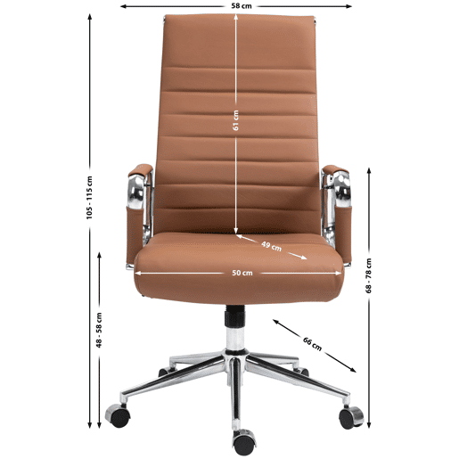 Silla de oficina Kolumbus de cuero auténtico Marrón claro 66X58X105 cm