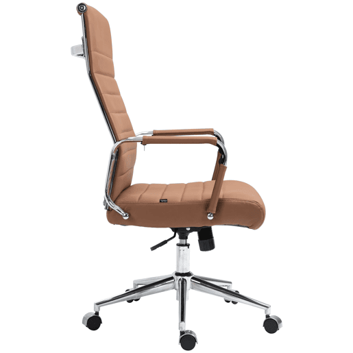 Silla de oficina Kolumbus de cuero auténtico Marrón claro 66X58X105 cm