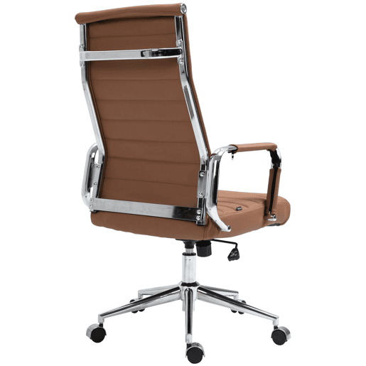 Silla de oficina Kolumbus de cuero auténtico Marrón claro 66X58X105 cm