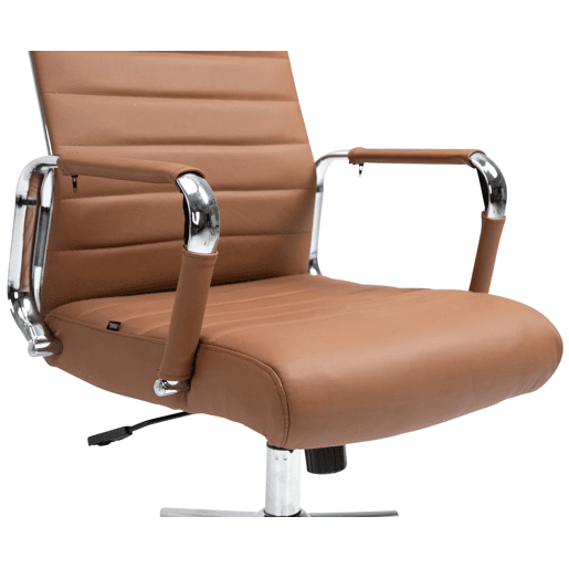 Silla de oficina Kolumbus de cuero auténtico Marrón claro 66X58X105 cm