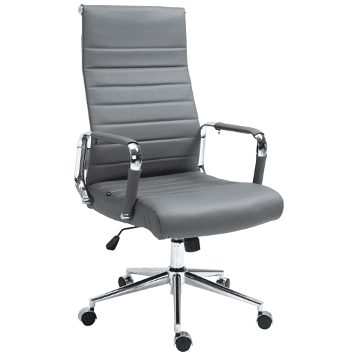 Silla de oficina Kolumbus de cuero auténtico Gris 66X58X105 cm
