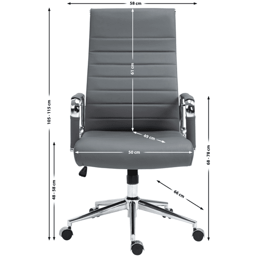 Silla de oficina Kolumbus de cuero auténtico Gris 66X58X105 cm