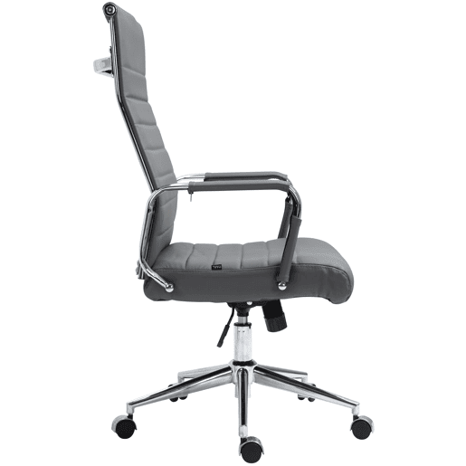 Silla de oficina Kolumbus de cuero auténtico Gris 66X58X105 cm