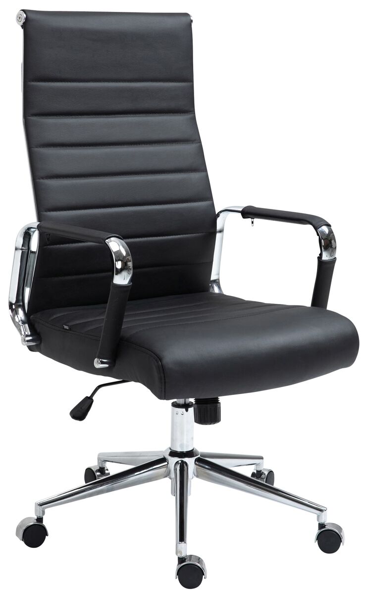 Silla de oficina kolumbus de cuero auténtico negro 66x58x105 cm