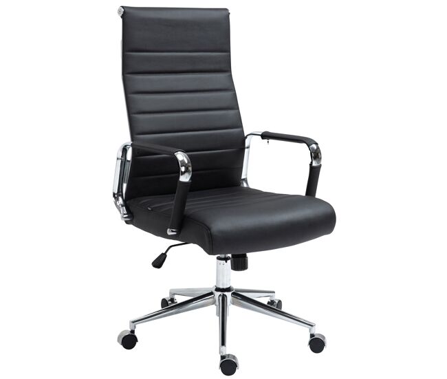 Silla de oficina kolumbus de cuero auténtico negro 66x58x105 cm