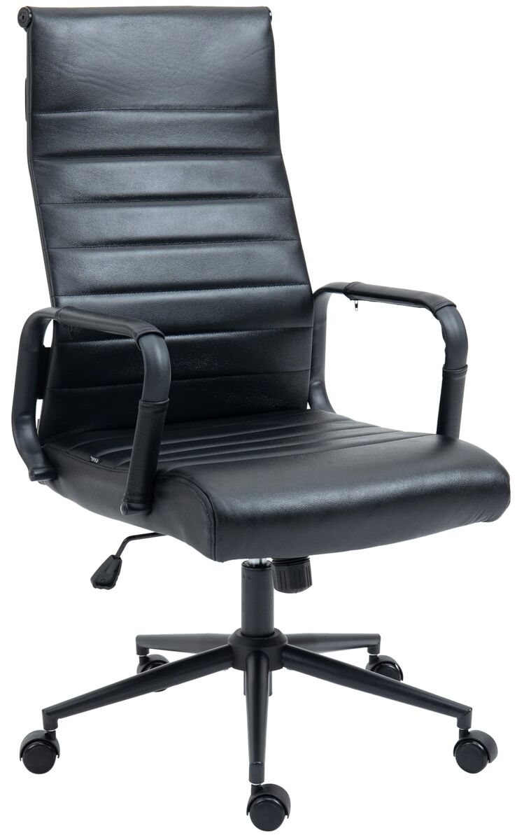 Silla de oficina kolumbus de cuero auténtico negro/negro 66x58x105 cm