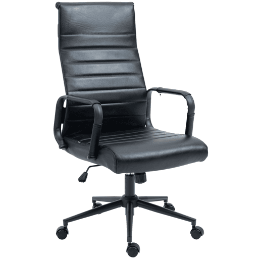 Silla de oficina Kolumbus de cuero auténtico Negronegro 66X58X105 cm