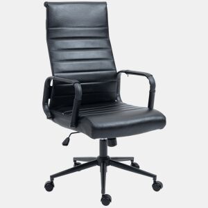 Silla de oficina Kolumbus de cuero auténtico Negronegro 66X58X105 cm