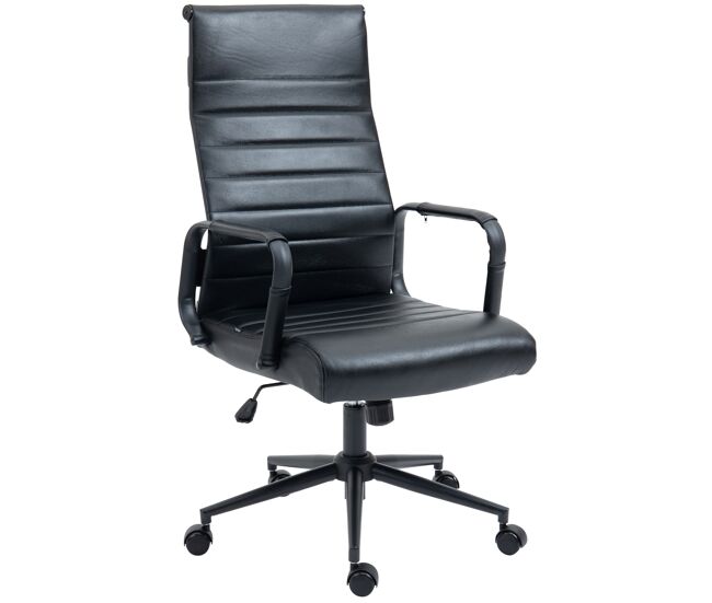 Silla de oficina kolumbus de cuero auténtico negro/negro 66x58x105 cm