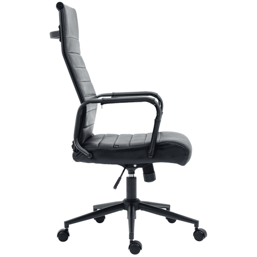 Silla de oficina Kolumbus de cuero auténtico Negronegro 66X58X105 cm