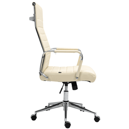 Silla de oficina Kolumbus de cuero auténtico Crema 66X58X105 cm