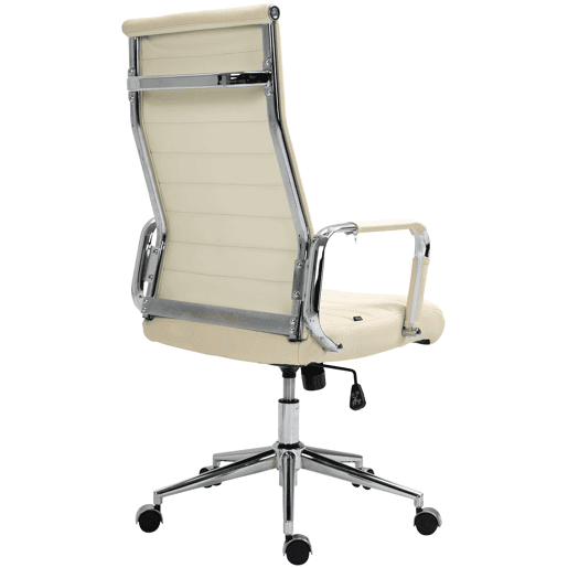 Silla de oficina Kolumbus de cuero auténtico Crema 66X58X105 cm