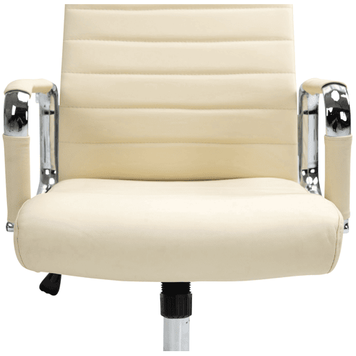 Silla de oficina Kolumbus de cuero auténtico Crema 66X58X105 cm