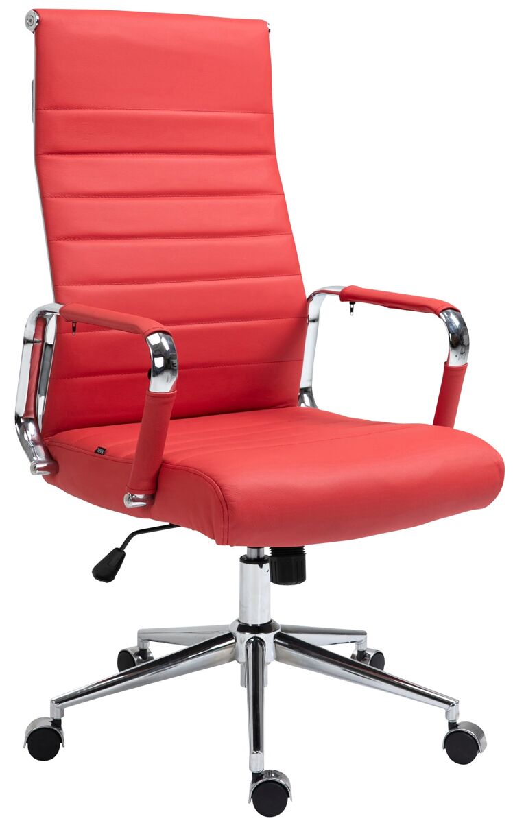 Silla de oficina kolumbus de cuero auténtico rojo 66x58x105 cm