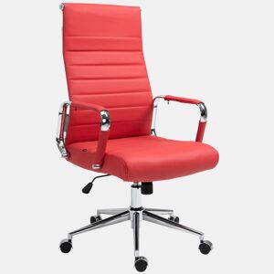 Silla de oficina Kolumbus de cuero auténtico Rojo 66X58X105 cm