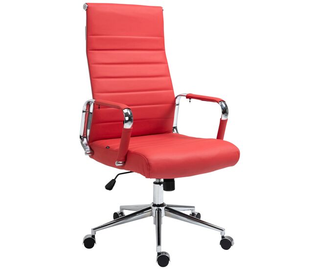 Silla de oficina kolumbus de cuero auténtico rojo 66x58x105 cm