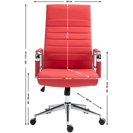 Silla de oficina Kolumbus de cuero auténtico Rojo 66X58X105 cm