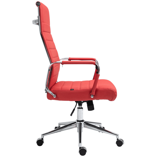 Silla de oficina Kolumbus de cuero auténtico Rojo 66X58X105 cm