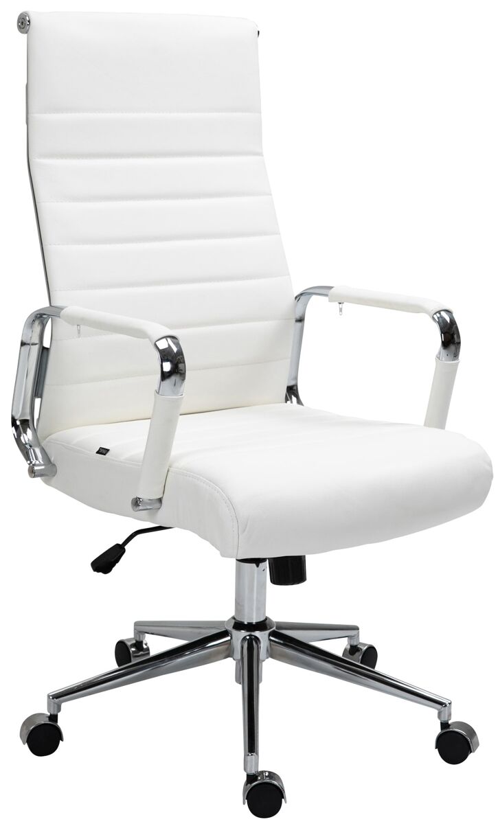 Silla de oficina kolumbus de cuero auténtico blanco 66x58x105 cm
