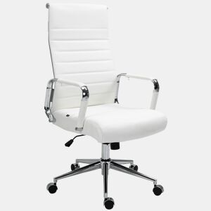 Silla de oficina Kolumbus de cuero auténtico Blanco 66X58X105 cm