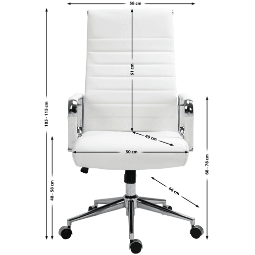 Silla de oficina Kolumbus de cuero auténtico Blanco 66X58X105 cm
