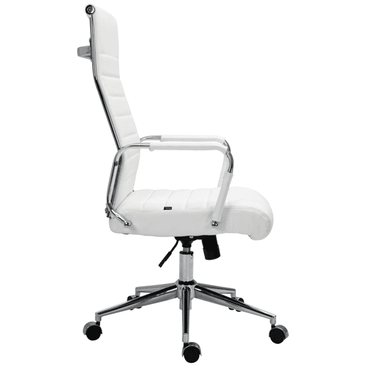 Silla de oficina Kolumbus de cuero auténtico Blanco 66X58X105 cm