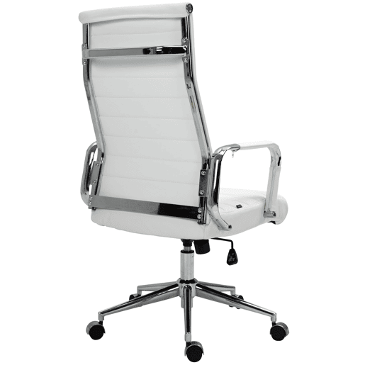 Silla de oficina Kolumbus de cuero auténtico Blanco 66X58X105 cm