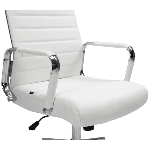 Silla de oficina Kolumbus de cuero auténtico Blanco 66X58X105 cm
