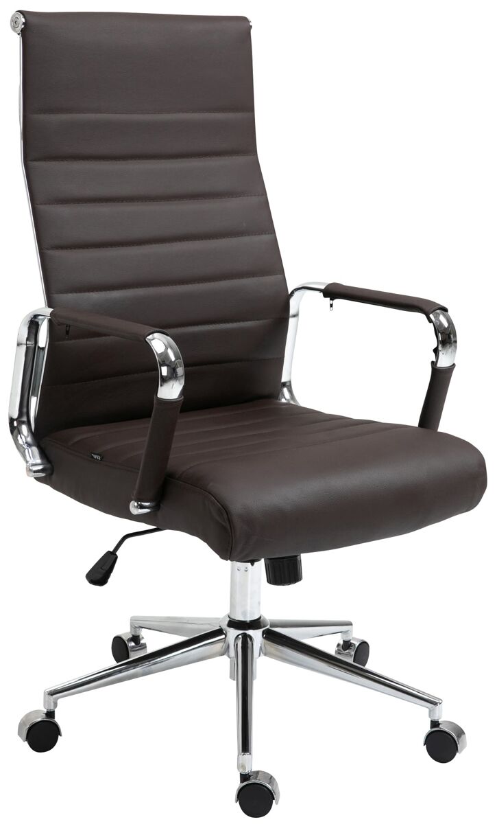 Silla de oficina kolumbus de cuero auténtico marrón 66x58x105 cm
