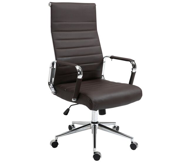 Silla de oficina kolumbus de cuero auténtico marrón 66x58x105 cm