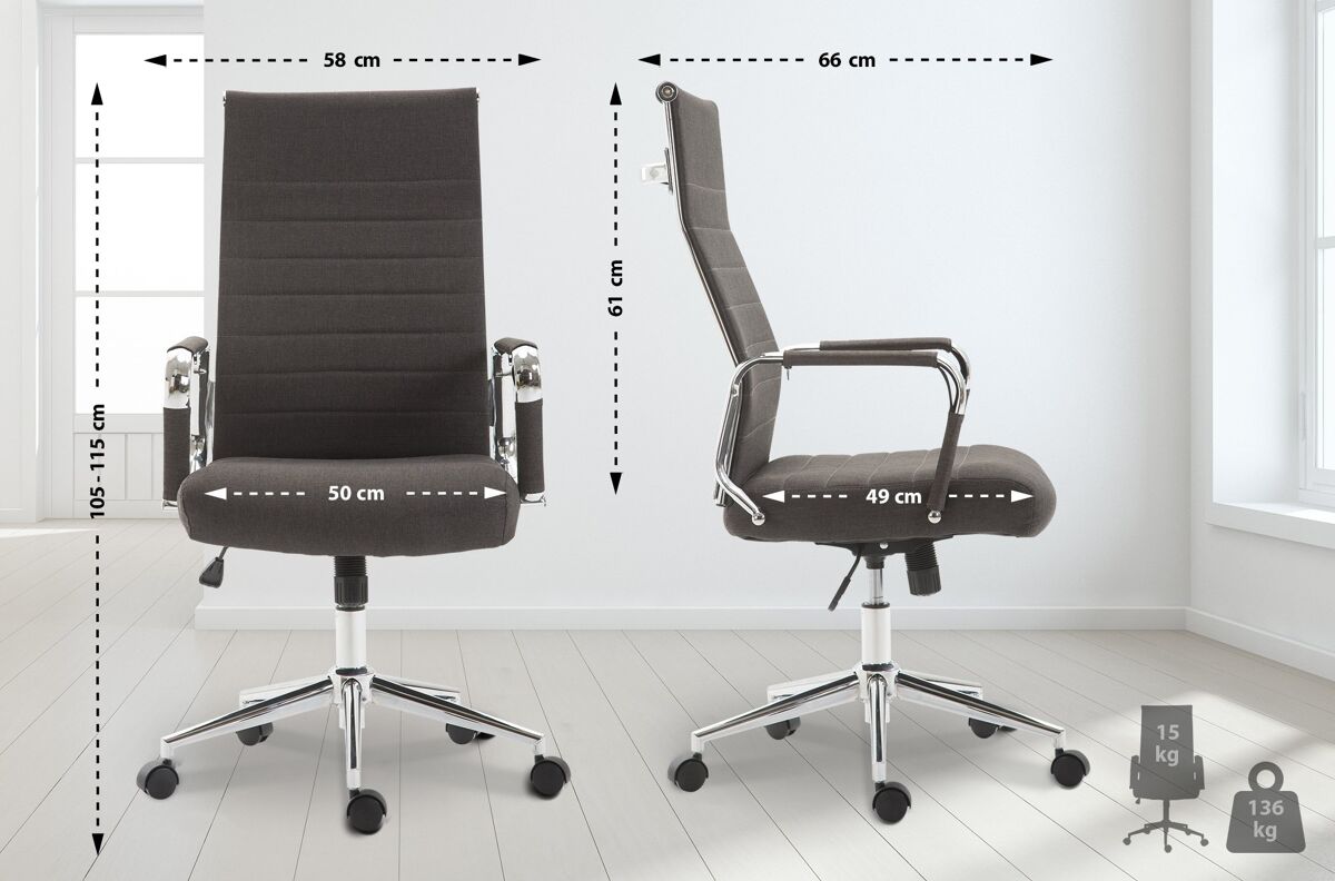 Silla de oficina kolumbus en tela gris oscuro 66x58x105 cm