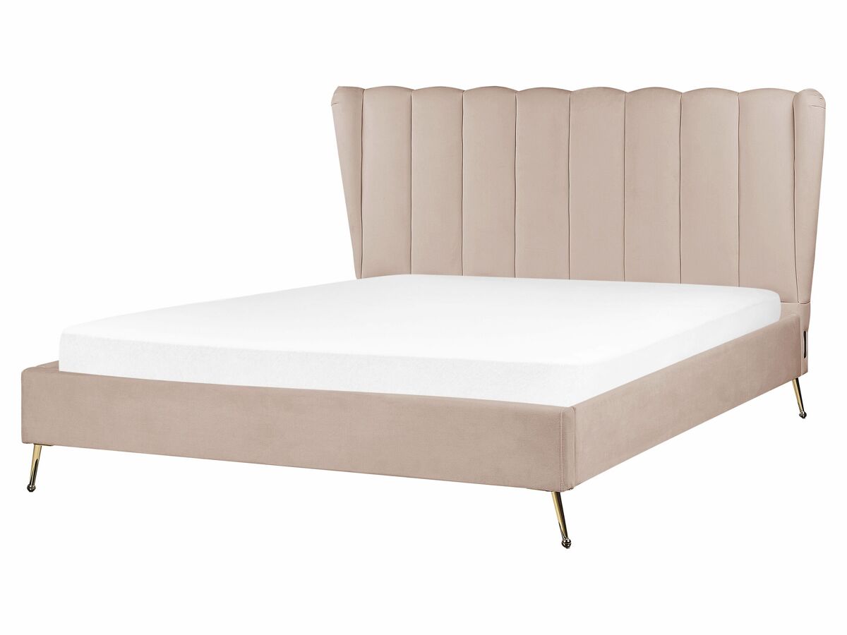 Beliani Cama Terciopelo MIRIBEL 187x218 Gris Oscuro