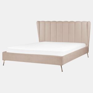 Cama Veludo MIRIBEL 160 x 200 cm Taupe