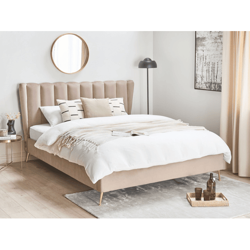 Cama Veludo MIRIBEL 160 x 200 cm Taupe