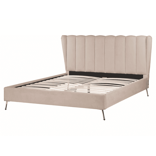 Cama Veludo MIRIBEL 160 x 200 cm Taupe