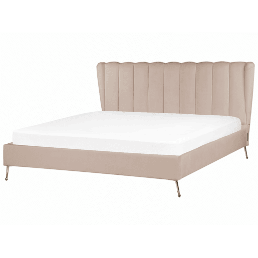 Cama Veludo MIRIBEL 180 x 200 cm Taupe