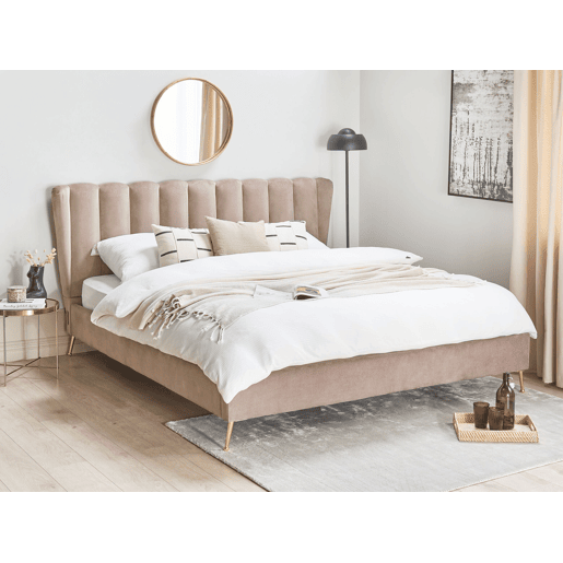 Cama Veludo MIRIBEL 180 x 200 cm Taupe