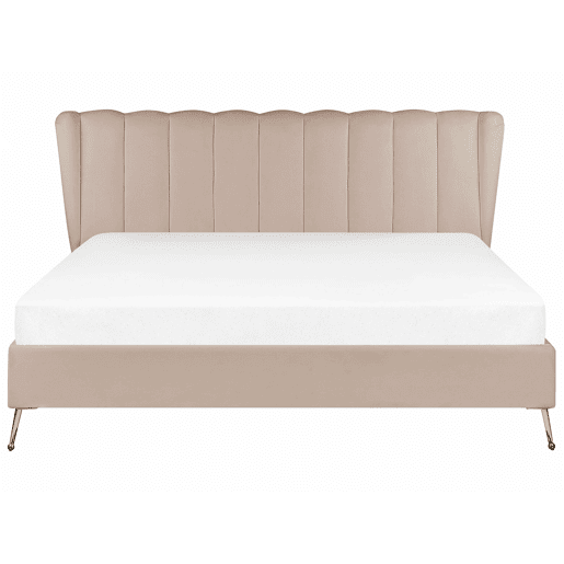 Cama Veludo MIRIBEL 180 x 200 cm Taupe