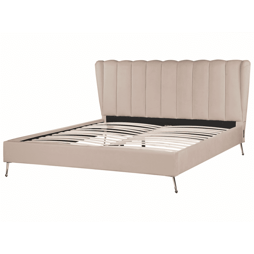 Cama Veludo MIRIBEL 180 x 200 cm Taupe