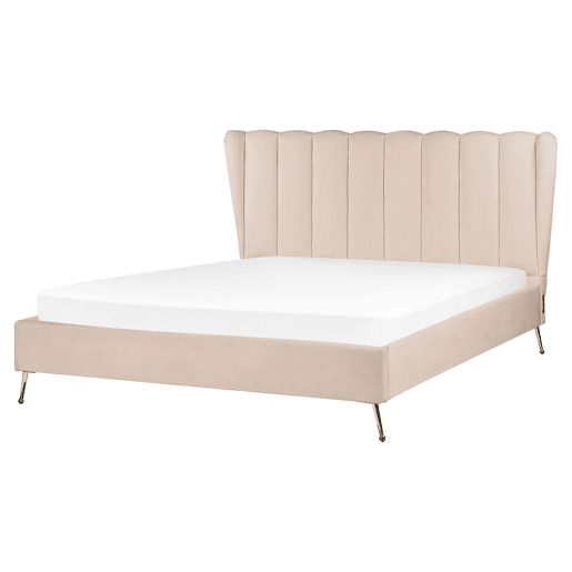 Cama Veludo MIRIBEL 160 x 200 cm Creme