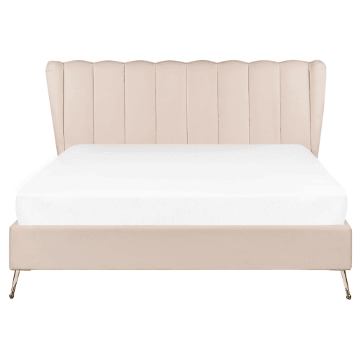 Cama Veludo MIRIBEL 160 x 200 cm Creme