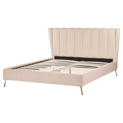 Cama Veludo MIRIBEL 160 x 200 cm Creme