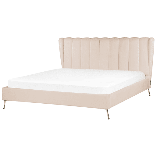 Cama Veludo MIRIBEL 180 x 200 cm Creme