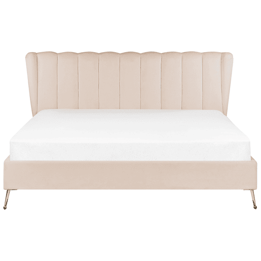 Cama Veludo MIRIBEL 180 x 200 cm Creme