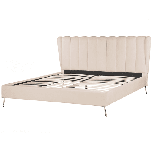 Cama Veludo MIRIBEL 180 x 200 cm Creme