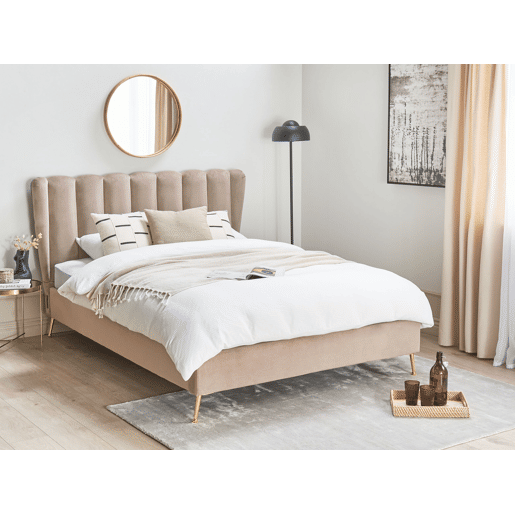 Cama Veludo MIRIBEL 140 x 200 cm Taupe